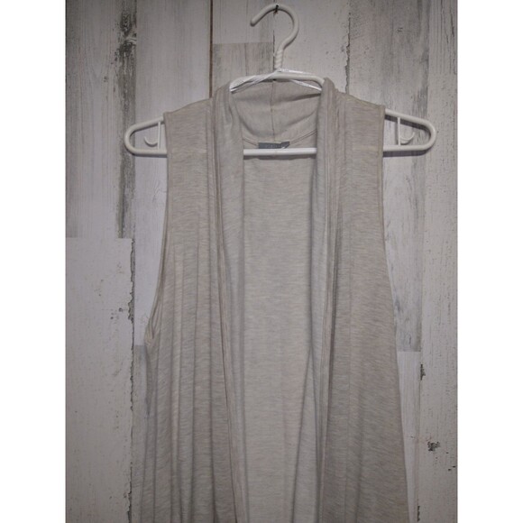 Pleione Anthropologie Cardigan Women Large Cream Open Front Sleeveless Sweater - Picture 3 of 7